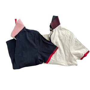 Lot Of 2, Westbury Premium Men's Navy & White Short Sleeve Polo Shirts Size XL